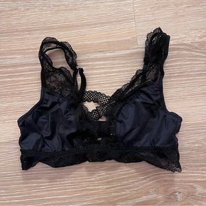 Black lace caged vneck bralette Victoria secret